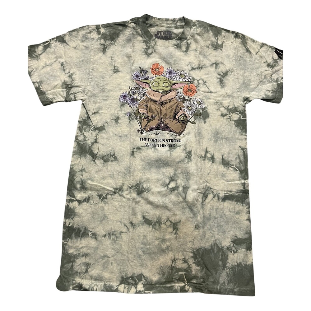 Star Wars NEFF Brand Men's T-Shirt Grogu Baby Yoda Green Tye Dye Medium